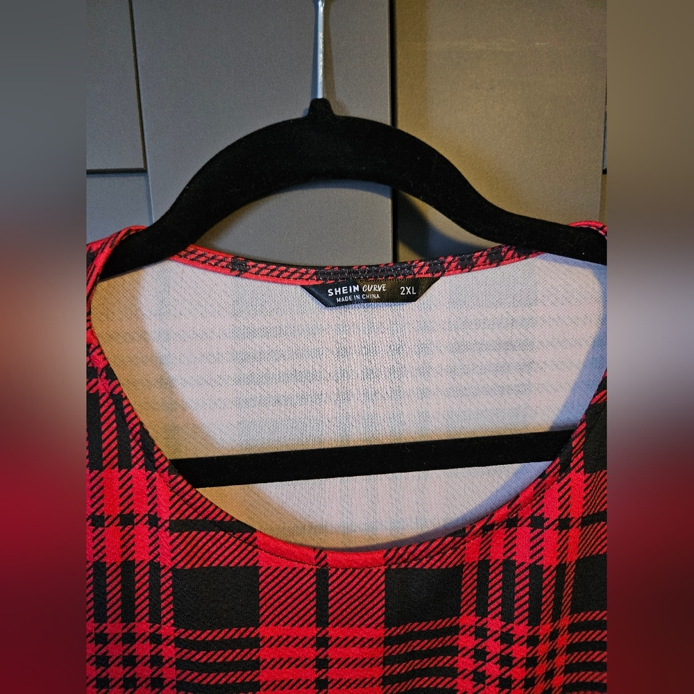 Qutie Plus Plaid Print A-line Dress, Plus Size 2X - Picture 7 of 12